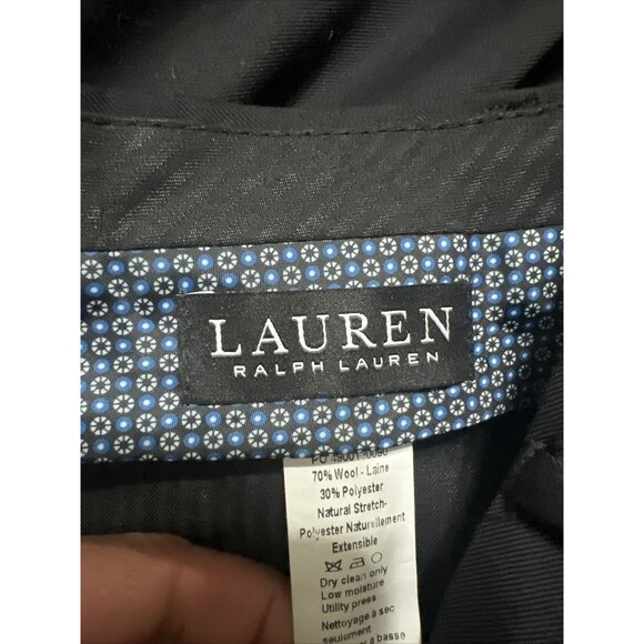 LAUREN RALPH LAUREN70% Wool Blend STRETCH PLEATED Classic BLACK PANTS 38W/30L - Picture 5 of 6